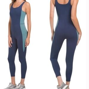 Move Theology Blue & Teal Colorblock Active Bodysuit